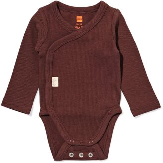 Hema Newborn meegroei overslagromper LENZING™ ECOVERO™ rib donkerbruin (donkerbruin) - 74/80