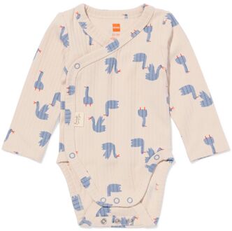 Hema Newborn meegroei overslagromper LENZING™ ECOVERO™ rib eendjes ecru (ecru) - 50/56