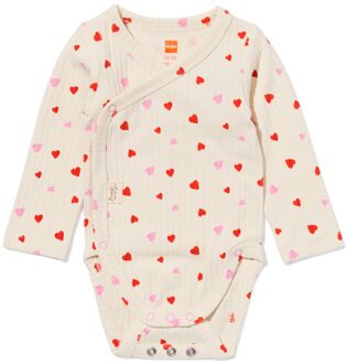 Hema Newborn meegroei overslagromper LENZING™ ECOVERO™ rib hartjes ecru (ecru) - 62/68