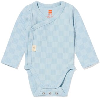 Hema Newborn meegroei overslagromper rib blokken lichtblauw (lichtblauw) - 50/56