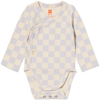 Hema Newborn meegroei overslagromper rib blokken lichtgrijs (lichtgrijs) - 74/80