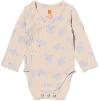 Hema Newborn meegroei overslagromper rib dieren ecru (ecru) - 62/68