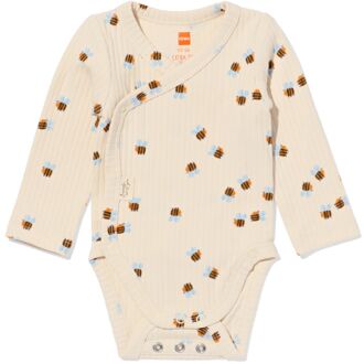 Hema Newborn meegroei overslagromper rib dieren ecru (ecru) - 74/80