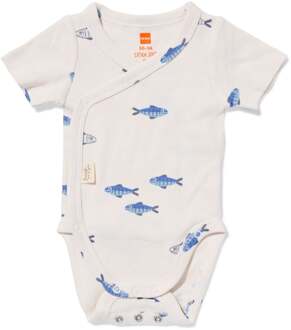 Hema Newborn meegroei overslagromper rib visjes ecru (ecru) - 50/56