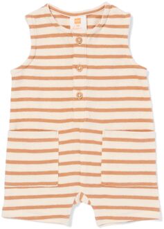 Hema Newborn meegroeijumpsuit jersey strepen bruin (bruin) - 50