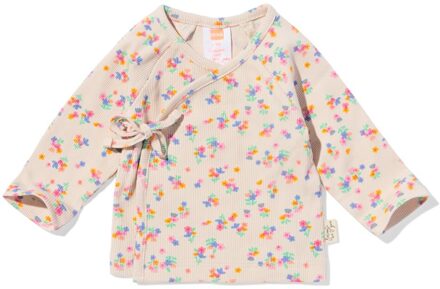 Hema Newborn overslag T-shirt rib bloemen zand (zand) - 68