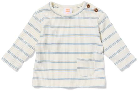 Hema Newborn T-shirt jersey strepen gebroken wit (gebroken wit) - 56