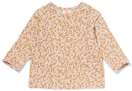 Hema Newborn T-shirt rib luipaard ecru (ecru) - 74