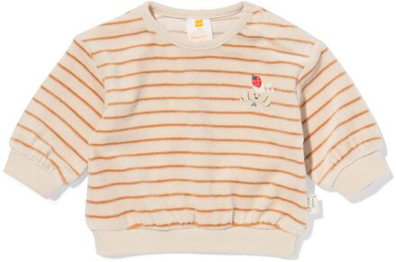 Hema Newborn trui velours strepen ecru (ecru) - 68