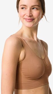 Hema Niet voorgevormde top zonder beugel naadloos middenbruin (middenbruin)