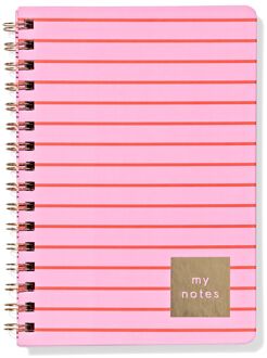 Hema Notitieboek 21.1x16cm strepen roze