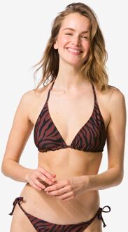 Hema Omkeerbare damesbikinitop Juul triangel zebra-blokken chocoladebruin (chocoladebruin) - S