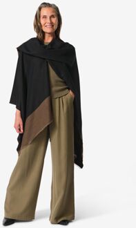 Hema Omkeerbare damesponcho bruin-zwart