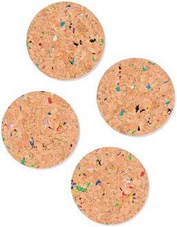 Hema Onderzetters Ø 9.5 cm kurk recycled terrazzo - 4 stuks (terra)
