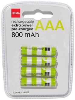 Hema Oplaadbare AAA Batterijen 800mAh - 4 Stuks