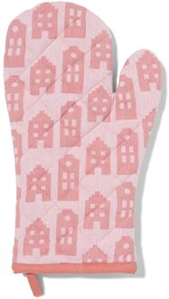 Hema Ovenwant 32x20 roze huisjes (roze)