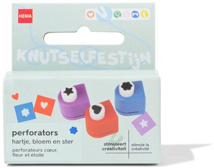 Hema Perforators met hartje, bloem en ster