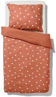 Hema Peuterdekbedovertrek 120x150cm zacht katoen hartjes (terra)
