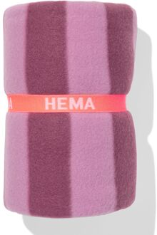 Hema Plaid 130x150cm fleece gestreept (roze)