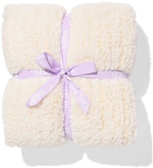 Hema Plaid 130x150cm teddy strepen wit (wit)