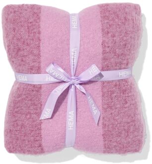 Hema Plaid 130x150cm wollook strepen paars (roze)
