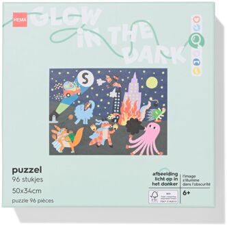 Hema Puzzel 50x34cm glow in the dark 96 stukjes