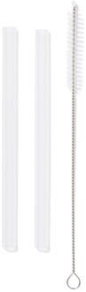 Hema Rietjes met schoonmaakborstel voor waterflessen van 430ml en 350ml (transparant)