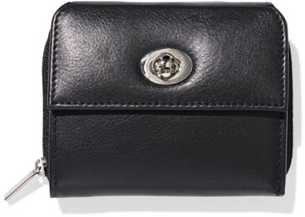Hema Ritsportemonnee met flap leer zwart