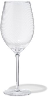Hema Rode wijnglas 610ml Bergen glas twist reliëf (transparant)