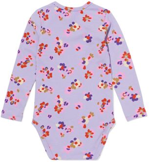 Hema Romper met stretch bloemen paars (paars) - 74/80