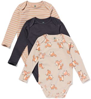 Hema Rompers biologisch katoen met stretch vos - 3 stuks lichtgrijs (lichtgrijs) - 98/104