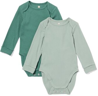 Hema Rompers ecovero™ rib - 2 stuks groen (groen) - 50/56