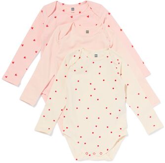 Hema Rompers katoen met stretch hartjes - 3 stuks roze (roze) - 62/68