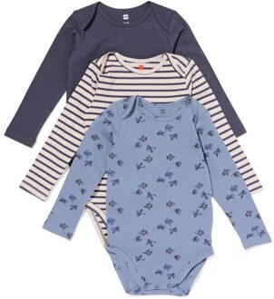 Hema Rompers katoen met vliegtuig - 3 stuks blauw (blauw) - 50/56