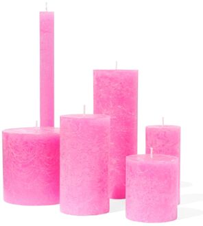 Hema Rustieke kaarsen donkerroze (donkerroze)