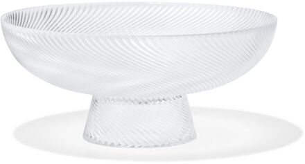 Hema Schaal op voet Ø23x12cm Bergen glas twist reliëf (transparant)