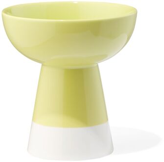 Hema Schaaltje op voet Ø11x12cm Tafelgenoten new bone wit met lichtgroen (lichtgroen)
