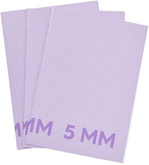 Hema Schriften lila A4 geruit 5mm - 3 stuks