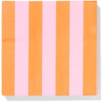 Hema Servetten 33x33cm papier strepen - 20 stuks (roze)