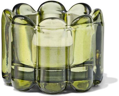 Hema Sfeerlichthouder glas ribbel groen (groen)