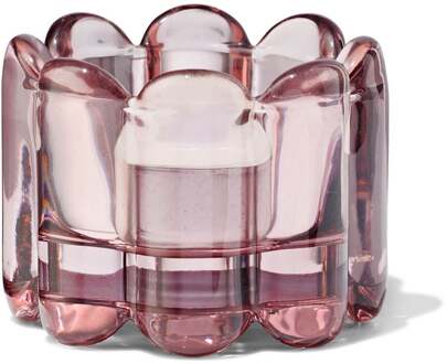 Hema Sfeerlichthouder glas ribbel roze (roze)