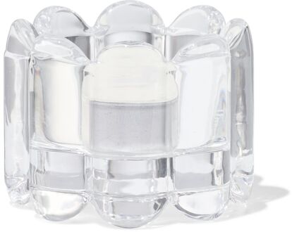 Hema Sfeerlichthouder glas XS ribbel transparant (transparant)