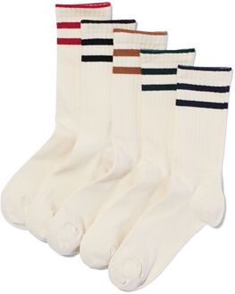 Hema Sokken met katoen rib strepen - 5 paar gebroken wit (gebroken wit) - 39/42