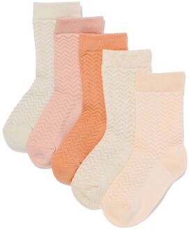 Hema Sokken met katoen zigzag - 5 paar beige (beige) - 23/26