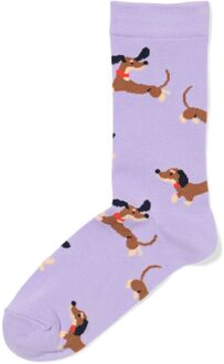 Hema Sokken voor volwassenen 'can i get a woof woof' lavendel (lavendel)