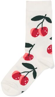 Hema Sokken voor volwassenen 'cherry much' gebroken wit (gebroken wit) - 43/46