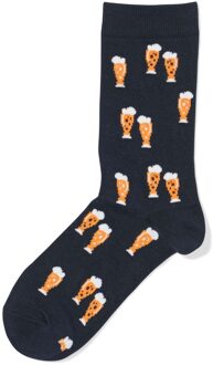 Hema Sokken voor volwassenen 'don't worry beer happy' donkerblauw (donkerblauw) - 43/46