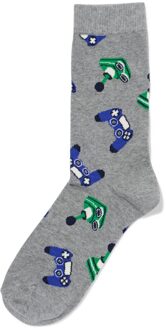 Hema Sokken voor volwassenen 'game on' grijsmelange (grijsmelange)