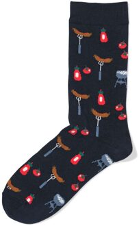 Hema Sokken voor volwassenen 'let's chill and grill' donkerblauw (donkerblauw)