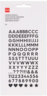 Hema Stickers alfabet zwart 19.5x10.5 - 2 vel